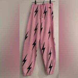 AVIATOR NATION. BOLT STITCH REPEAT SWEATPANTS - NEON PINK // BLACK